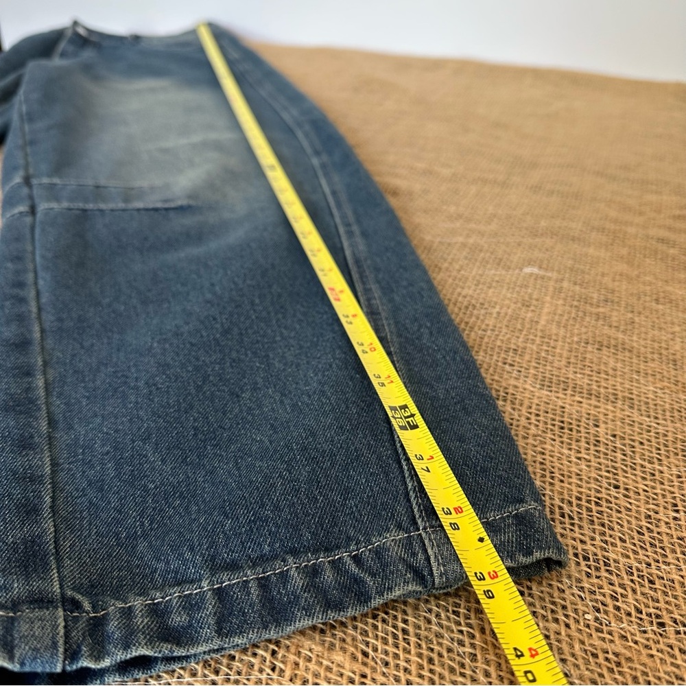 Barrel Leg Jeans Dark Blue Denim Faded Wash Seems NWOT no brand - Picture 6 of 9